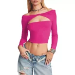 Womens Hollow Back T Shirt American Street Style Off Shoulder Design Spring Summer Fashion Whole