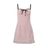 French Style Polka Dot Dress Spring Collection Slim Fit Lace Trim Fashionable Sexy Wholesale Ava
