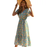 Floral Print Chiffon Dress V Neck Casual Style Vacation Ready Wholesale Available factory direct