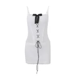 Summer Lace Trimmed Cami Dress Bow Tie Design Trendy Style Chic Look Perfect for Parties or Casu