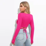 Womens Slim Fit Long Sleeve T Shirt High Stretch Versatile Trendy Design Autumn Winter Fashion W