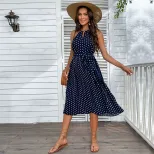 Summer Fashion Womens Polka Dot Halter Neck Dress Stylish Comfortable Versatile Perfect for Casu