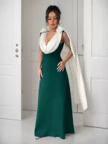 Elegant V Neck Color Block Sleeveless Dress High End Design Perfect for Evening Parties and Wedd