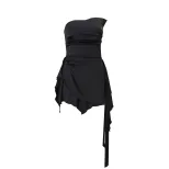 Chic Womens Strapless Dress Elegant Backless Design Ruching Detail Slim Fit Perfect for Winter E