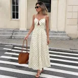 French Style Polka Dot Tiered Midi Dress Summer Vacation Essential Lightweight Fabric Available