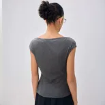Womens Slim Fit Solid Color Short Sleeve T Shirt Round Neck Casual Style Summer Wear Wholesale S