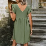 Sleeveless Womens Dress Solid Color Green Casual Summer Wear fast shipping