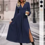 Long Sleeve Solid Color Dress Multi Color Options Casual Spring and Autumn Wear Wholesale Availa