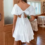 Sweet Backless Mini Dress Elegant Design Perfect for Summer Ideal for Commuting or Casual Outing