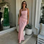 Bodycon Backless Dress Sheer Mesh Fabric Summer Party Wear Available in Yellow Pink Purple Sizes S M L