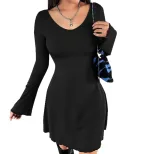 U Neck Bodycon Dress High Waist Slim Fit Short Length Spring Summer Casual Wear Wholesale Availa