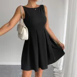 Summer Casual High Waist Dress Stylish Versatile Design Sexy Backless Comfortable Fabric Perfect