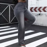 Womens Loose Fit Stretch Denim Pants Casual Street Style Perfect for Everyday Wear Ready to Ship