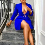 Bodycon Business Suit Dress Elegant Design Plus Size Long Sleeve Lapel Collar Spring and Autumn