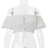 Off Shoulder Ruffled Top Sexy Sweet Puff Sleeve Spring Summer Fashion Wholesale Available OEM OD