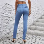 Womens Stretchy Casual Denim Cargo Pants Versatile Design Comfortable Fit Trendy Style Perfect f