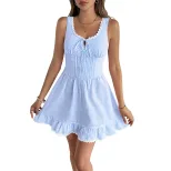 Sweet Vacation Plaid Dress Lace Trim Sleeveless Casual Style Perfect for Summer Getaways OEM Ava