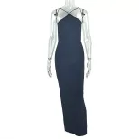 Slim Fit Solid Color Halter Neck Backless Dress Sexy Low Waist Elegant Style Perfect for Parties