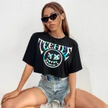 Fashion Womens Short Sleeve T Shirt Round Neck Printed Trendy Design Casual Wear Summer Style Wh