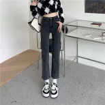 欧洲站牛仔裤女2023春季新款韩版大码宽松百搭大码减龄直筒烟管裤