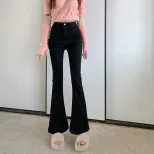 欧洲站高腰牛仔裤女2022秋冬新款韩版时尚微喇叭复古显瘦阔腿裤潮