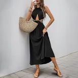 Bohemian Style Hollow Out Maxi Dress Ethnic Pattern Woven Strap Details Elegant Summer Wear Whol