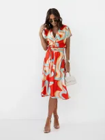 Casual A Line Dress Short Sleeve V Neck Lightweight Fabric Various Colors Perfect for Summer Out