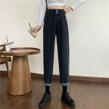 2022春季新款韩版阔腿牛仔裤女高腰直筒显瘦垂感百搭九分裤老爹裤