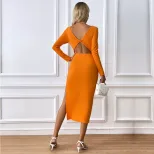 Slim Fit Long Sleeve Bodycon Dress Sexy Backless Design Elegant Style Perfect for Parties Wholes