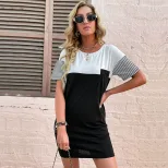 Casual Striped T Shirt Dress Short Sleeve Round Neck Summer Style Perfect for Everyday Wear Whol