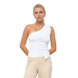 Summer Womens T Shirt Sleeveless Irregular Hem Solid Color Simple and Sexy Casual Wear for Every