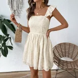 Short Floral Patterned Backless Dress Sweet and Spicy Style Perfect for Vacations Available for