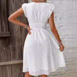 Elegant Ruffle Sleeve Dress Multi Color Summer Style Perfect for Parties Ready to Ship Low MOQ