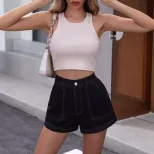 High Waisted Casual Shorts Large Pockets Trendy Design Comfortable Fit Summer Wear for Women Who