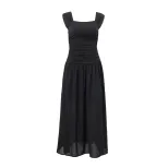 Fashionable Womens Fall Winter Dress Square Neck Ruffled Hem Waist Defining Sheer Fabric Perfect