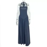 A Line Dress Waist Defining Slim Fit Pleated Solid Color Elegant Evening Wear for Parties OEM Av