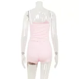 Lace Trim French Style Cami and Shorts Set Soft Fabric Casual Fit Chic Design Perfect for Home a