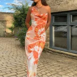 Tie Dye Print Maxi Dress Sexy Cross Back Design Summer Casual Wear Wholesale Available bulk orde
