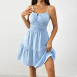 Elegant Sleeveless A Line Dress High Waist Pleated Design Summer Style Perfect for Casual or For