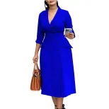 Double Breasted Blazer Dress Elegant Solid Color Mid Length Fashionable Design Perfect for Offic