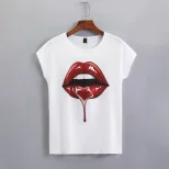 Casual Graphic T Shirt Sexy Lip Print Versatile Style Comfortable Fabric Perfect for Everyday We