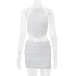 Summer Womens Crop Top and Bodycon Skirt Set Irregular Hem Halter Neck Slim Fit Casual Party Wea