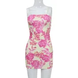Summer Womens Bodycon Dress Off Shoulder Sexy Rose Print Sleeveless Perfect for Parties and Even
