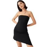 Knitted Strapless Dress Irregular Hem Trendy Design Comfortable Fabric Perfect for Parties and C