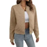 Autumn Long Sleeve Zipper Detail Cardigan Solid Color Lightweight Casual Style Wholesale Availab