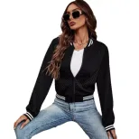 Fall Printed Zip Detail Cardigan Jacket Long Sleeve Lightweight Stylish Design Perfect for Casua