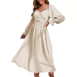 Elegant Square Neck Long Dress for Women High Waist Slim Fit Autumn Winter Style Wholesale Avail