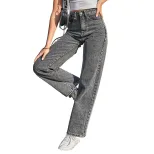 Womens Fashionable Ripped Straight Leg Jeans Trendy Slim Fit Casual Style Perfect for Everyday W