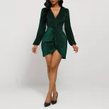 Velvet Bodycon Dress V Neck High Waist Long Sleeve Spring Summer Fashion for Women Wholesale Ava