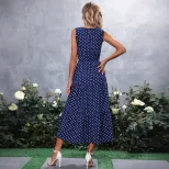 Casual Fashion Polka Dot Dress Round Neck Short Sleeve Comfortable Fabric Ideal for Summer Outin